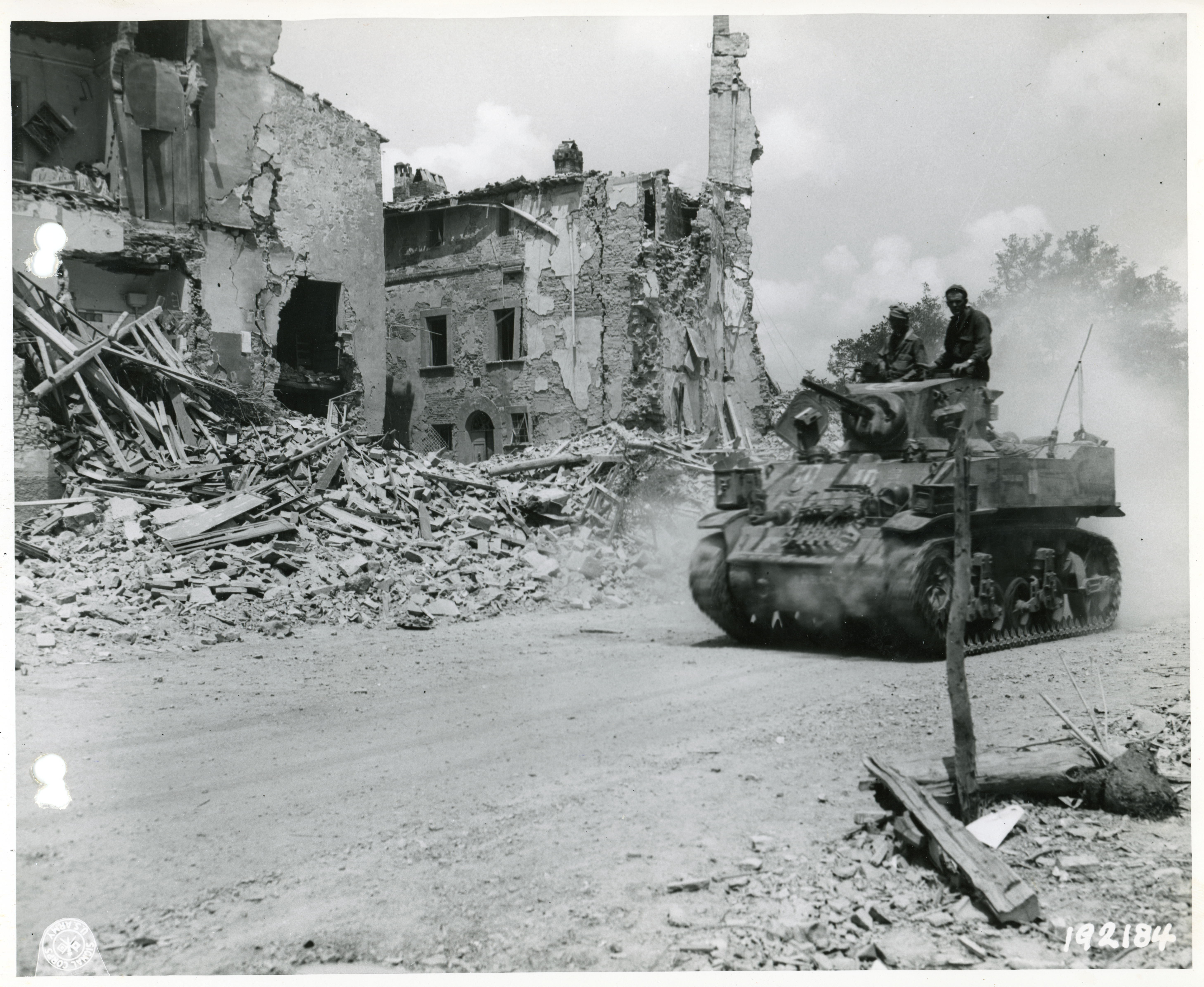 M3 Stuart passing through Montaione